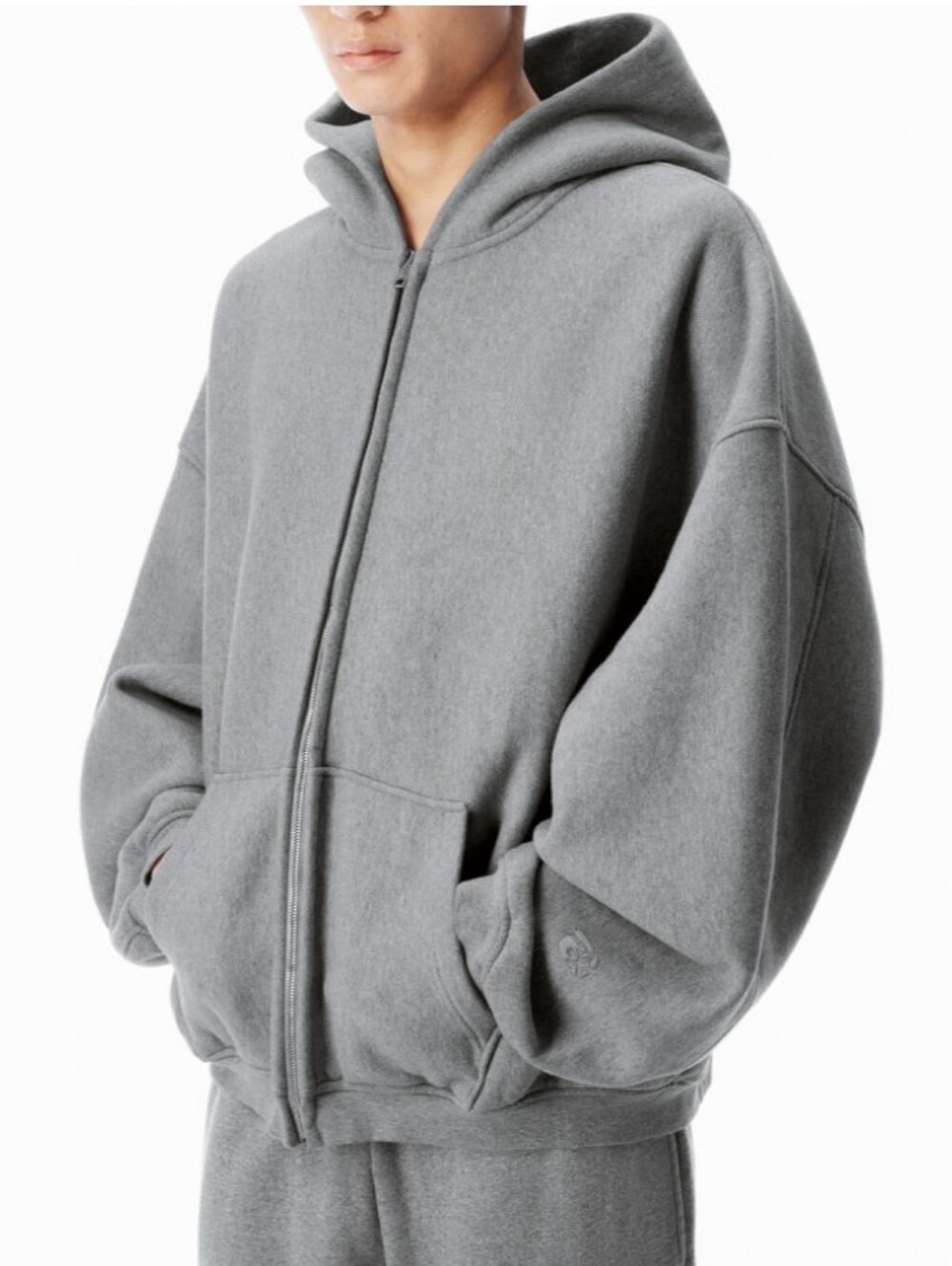 Alexander Wang Hoodie Dense Fleece Glitter Gray Hooded Zip Jacket Unisex Lg Drop